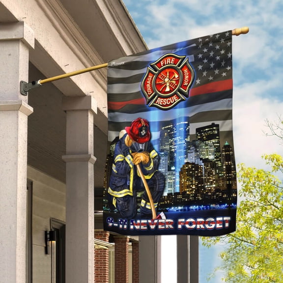 Flagwix Firefighter 9-11 Never Forget Patriot Day Flag Premium Polyester American Flag for Outside