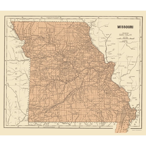 Historic State Map - Missouri - Morse 1845 - Vintage Wall Art