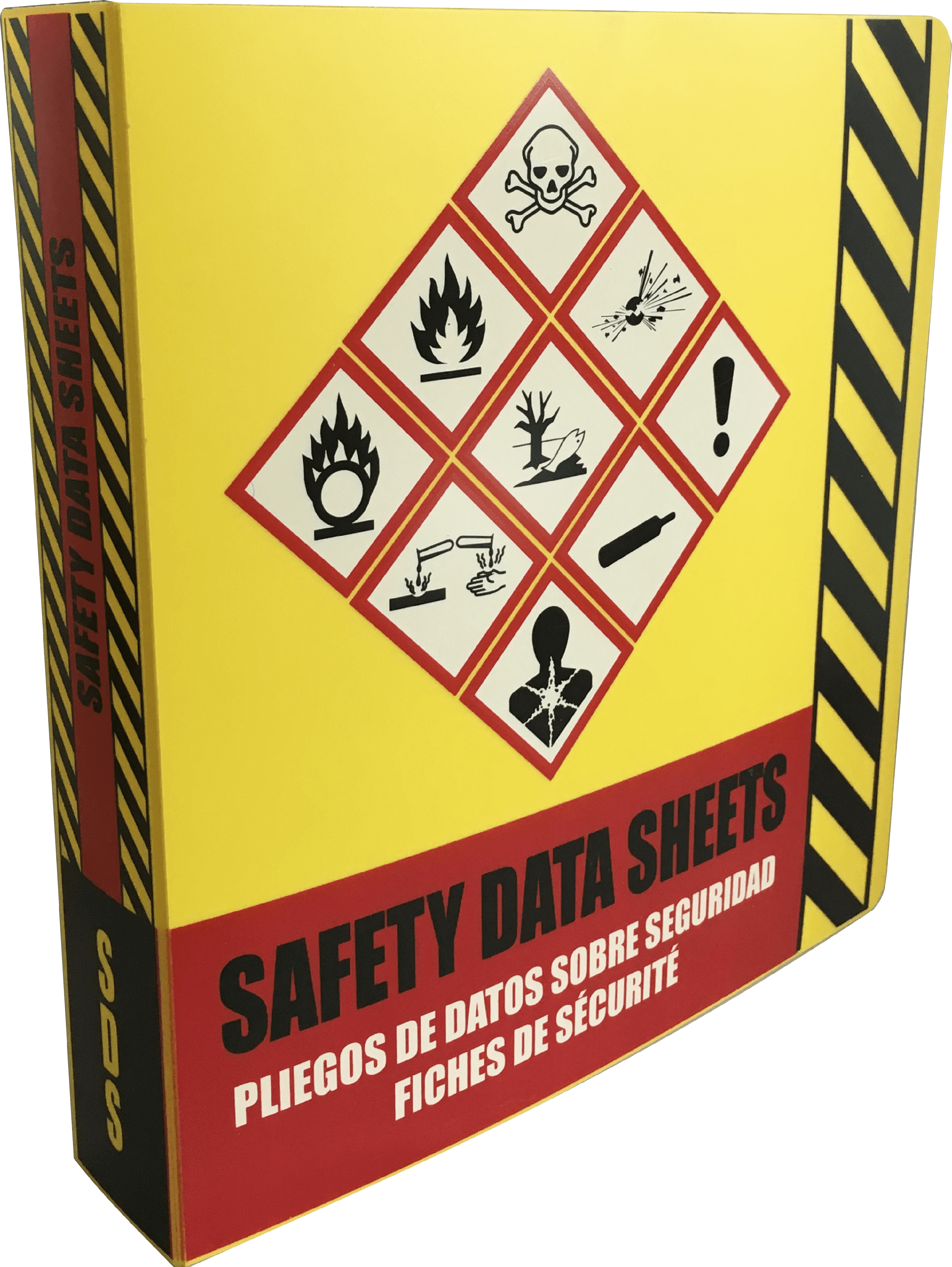 SDS Ring Binder, Trilingual with English/Spanish/French, Heavy Duty with 1.5 Inch Capacity Holds