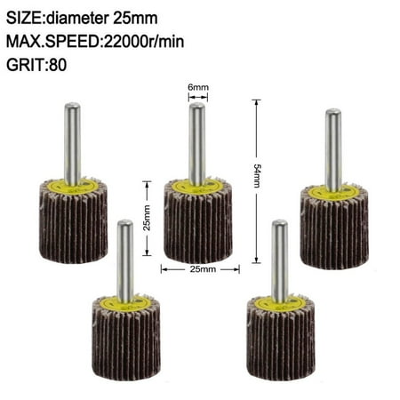 

5 Pcs 25mm 80Grit Sanding Flap Wheel Disc Abrasive Grinding Wheel Sandpaper