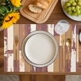 thumbnail image 4 of Brown Beige Placemats Set of 6, Vintage Farmhouse Shabby Wooden Grain Placemats for Dining Table, Place Mats for Kitchen Tabletop, Waterproof Wipeable Dining Table Mats Set, 4 of 9