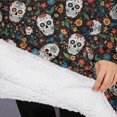 thumbnail image 3 of Oversized Wearable Blanket Hoodie,Colorful Skull Flower Pattern Sherpa Blanket Hoodie with Super Pockets,Super Warm Fuzzy Pullover for Women & Men, 3 of 6