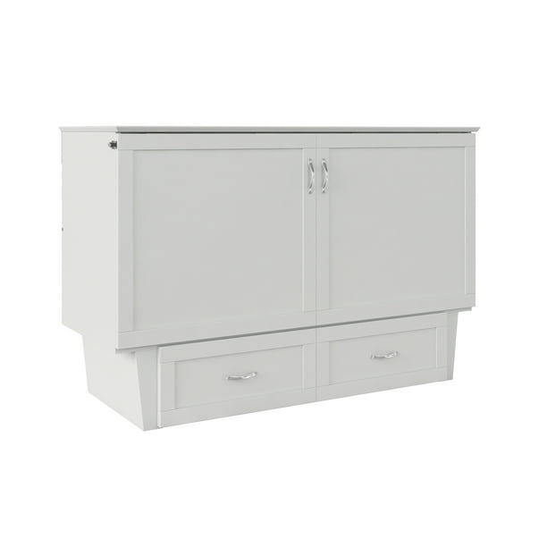 Monroe Murphy Bed Chest Queen White with Charging Station