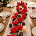 thumbnail image 5 of Christmas Decorations Poinsettia Garland, 6.5 FT Artificial Garlands with Red Flowers and Berrie for Xmas New Year Home Decor, 5 of 6