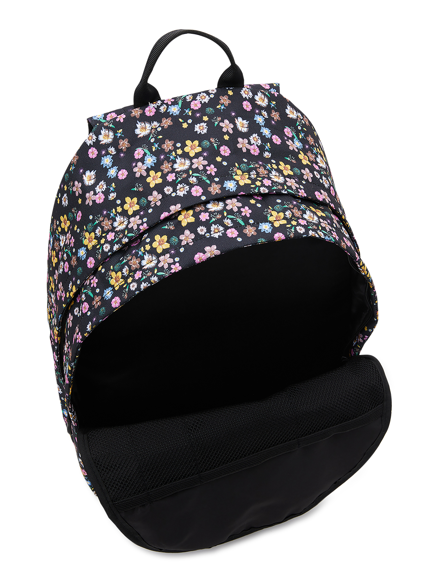 No Boundaries Women's Dome Multi Pocket 17" Backpack, Black Ditsy Floral