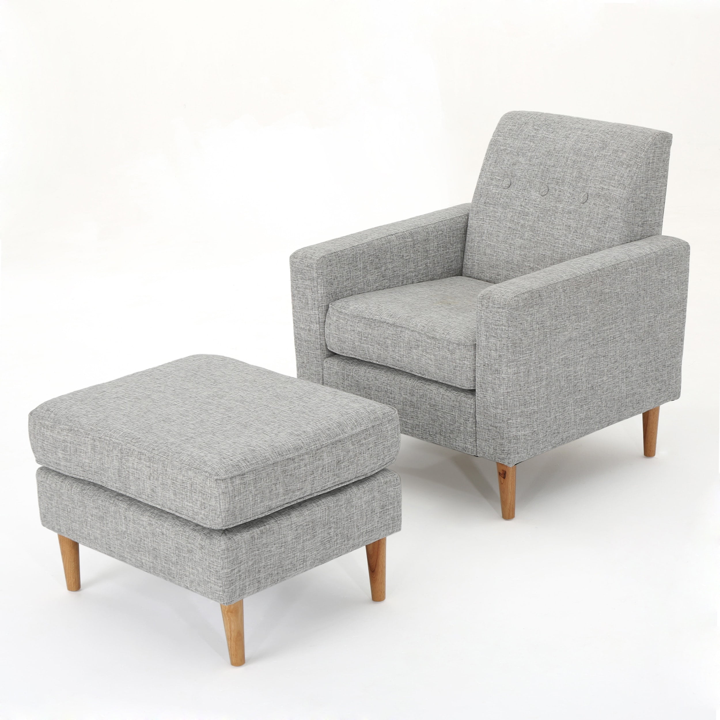 Christopher Knight Home Sawyer Mid Century Modern Fabric Club Chair Ottoman Set By