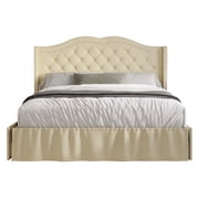 HMD Martha King Tufted Upholstered Storage Panel Bed Box A, Beige