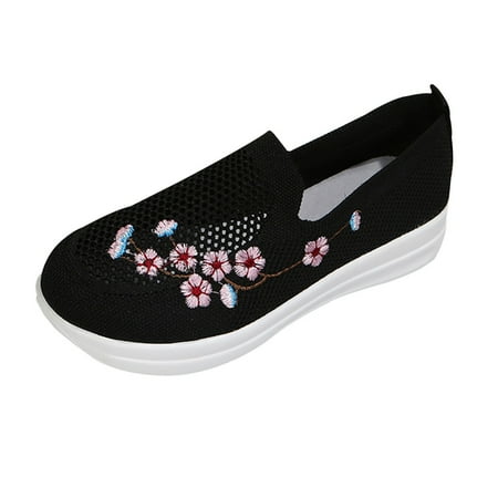 

Ladies Fashion Embroidered Mesh Breathable Comfortable Thick Sole Casual Sports Shoes Sneaker Women Shoes