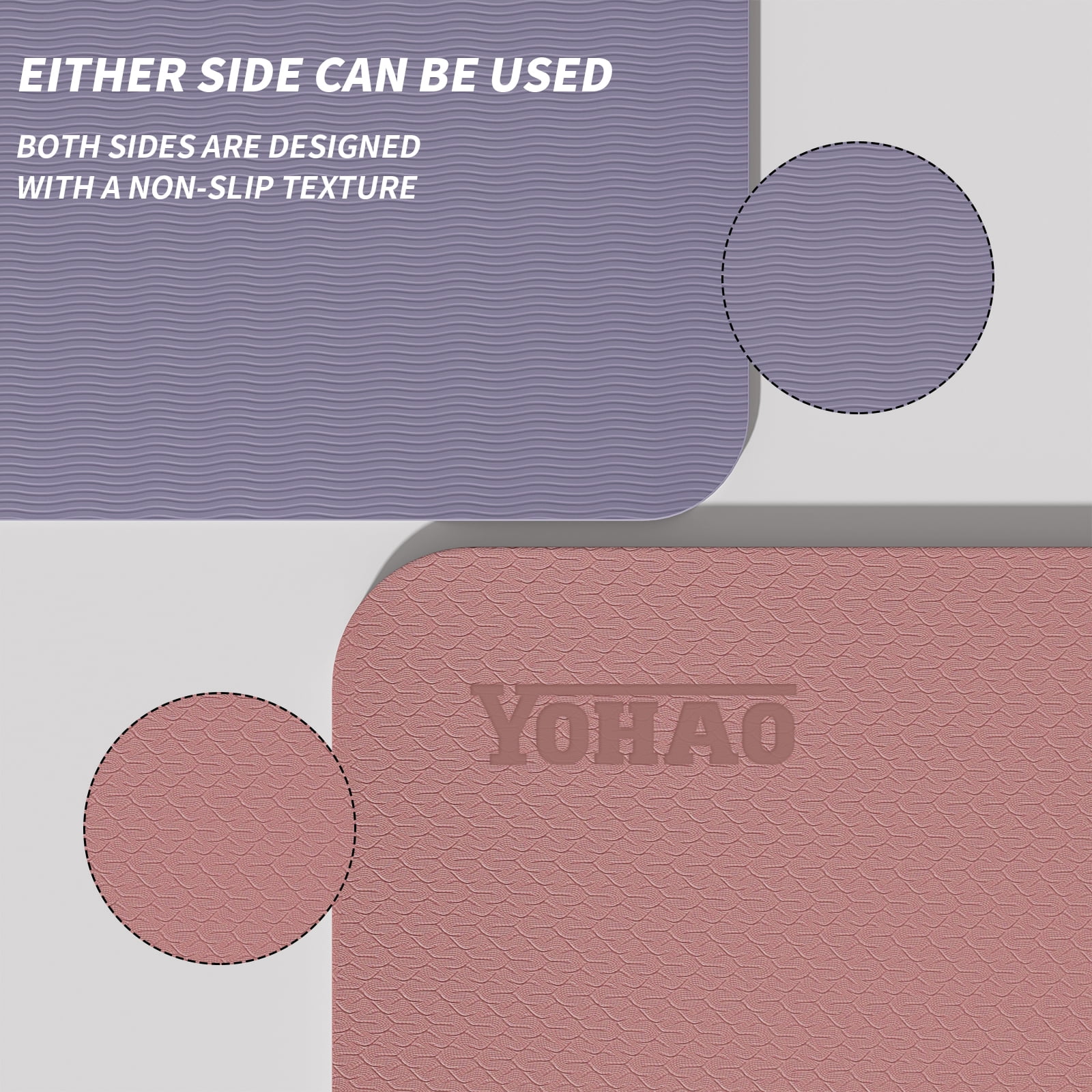 8mm Large Yoga Mat (6'x 4') with Soft Fabric - Extra Long and Wide 72 x 48 x 0.32 inches, Non-Slip Surface, Eco-Friendly, Lightweight, Thick Wide Yoga Mat for Home Workouts.(Deep Pink+Gray)