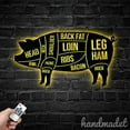 thumbnail image 3 of Handmadetneonsign Personalized Pig Pork Cuts Metal Wall Art LED Light, Custom Meat Butcher Metal, 3 of 5