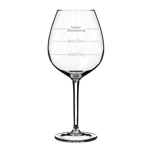 Wine Glass Social Distancing Fill Lines Funny (Large Stemmed, 20oz)