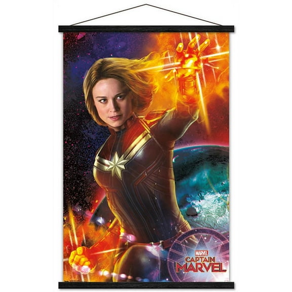 Marvel Cinematic Universe - Captain Marvel - Energy Wall Poster with Wooden Magnetic Frame, 22.375" x 34"