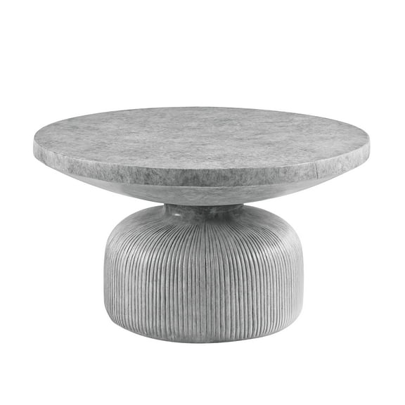 Newboti Furniture Weathered Grey Coffee Table with Round Top and Pedestal Base 22595
