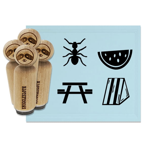Picnic Table Sandwich Watermelon Ant Rubber Stamp Set for Scrapbooking Crafting Stamping - Medium 1 Inch