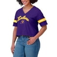 thumbnail image 4 of Women's WEAR by Erin Andrews Purple Los Angeles Lakers Color Block Boxy V-Neck T-Shirt, 4 of 4
