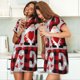 thumbnail image 4 of Easygdp Buffalo Plaid Love And Gnome Camisón de manga corta para mujer, informal, estampado, 4 of 6