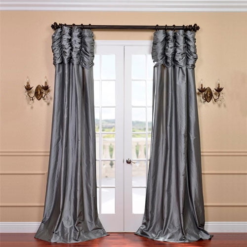 Ruched Platinum 120 X 50 Inch Faux Silk Taffeta Curtain Single