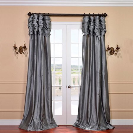 Ruched Platinum 120 X 50 Inch Faux Silk Taffeta Curtain Single