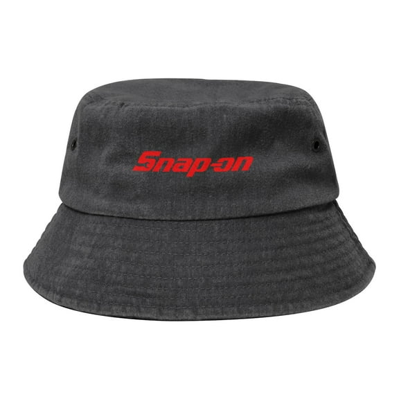 Snap-On Logo Washed Bucket Hat For Men Women Denim Bucket Hat Sun Hat Cowboy Fishing Beach Hat