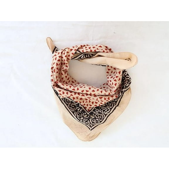Hand Block Print Bandana Natural Organic Print Bandana Scarf Premium Organic Cotton - Trendy Paisley Design Scarf for Men & Women