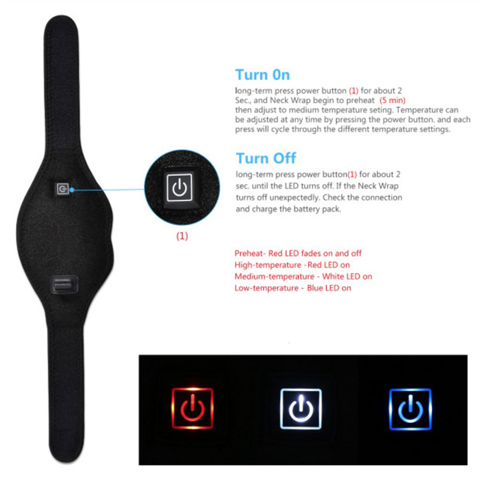 Neck Heating Pad, USB Heated Neck Wrap Temperature Hot Cold Heated Neck