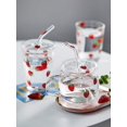 thumbnail image 3 of Precioso vaso de vidrio transparente de fresa de 10 onzas con tapa y pajita., 3 of 5