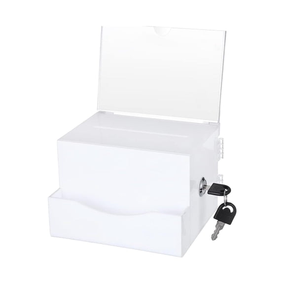 MAGIDEAL Acrylic Donation Business Container Case Fundraising Ballot Box white