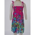 thumbnail image 4 of YEAHDOR Kids Girls Summer Bohemian Vacation Beach Dress Flower Sundress with Necklace Rose Red 120, 4 of 7