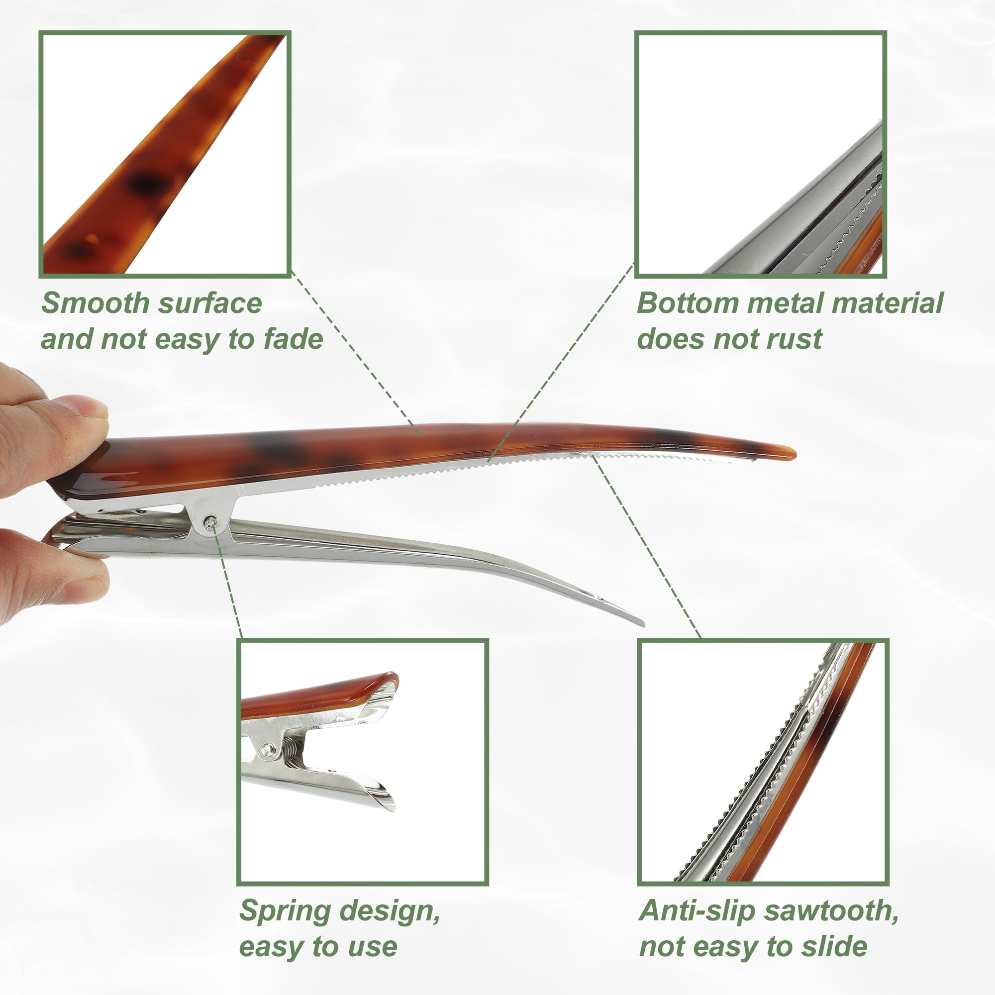 Unique Bargains 2Pcs Long Metal Duckbill Hair Clips Red Coffee