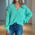 thumbnail image 4 of Women's Casual Solid Color V Neck Button Knit Cardigan Coat Cardigans Dress Holiday Cardigans for Women Long Cute Sweaters Creme Cardigans Women's Cardigan Sweatshirt Duster Cardigan for Women Womens, 4 of 8
