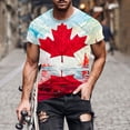 thumbnail image 2 of FRSASU Men's Canada Flag Print T-Shirt Maple Leaf Graphic Canadian Pride Patriotic Short Sleeve Crew Neck T-shirts Sky Blue-D, 2 of 5