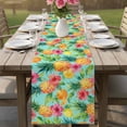 thumbnail image 4 of Turquoise Summer Pineapple Table Runner 108 Inches, Tropical Lemon Fruits Leaves Bed Runner Dresser Scarves Tabletop for Indoor Outdoor Parties/Ceremony/Banquet, 13"x 108", 4 of 9