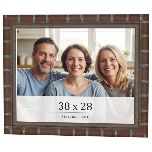 38x28 Dark Brown Bamboo Real Wood Picture Frame Width 1.5 inches | Interior Frame Depth 0.5 inches
