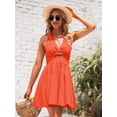 thumbnail image 5 of Summer Womens Sleeveless Halter V Neck Backless Cut Out Casual Party Swing Flared Mini Dress, 5 of 7