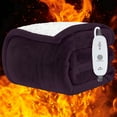 thumbnail image 3 of Electric Heated Blanket with 5 Heat Settings & 10-Hour Auto Shut-Off, Overheat Protection - Plush /Flannel Bed & Couch Warmer, Fast Warmth, Machine Washable, All-Season Black Pad for s & ( Plug), 3 of 16