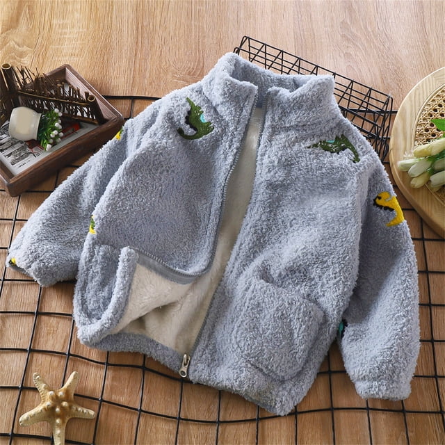 LSLJS Toddler Baby Kids Winter Boys Girls Solid Color Cute Pattern Long Sleeved Thickening Coat Jacket