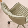 thumbnail image 3 of YOUNIKE Modern Office Chair with Wheels Adjustable Ergonomic Desk Task Chair in Mid-Back Olive Green Same-Colored Bottom PU Design, 3 of 12