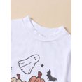 thumbnail image 5 of LMLYSoH Infant Baby Halloween Jumpsuit Outfits PumpkinGhost Print Short Sleeve Romper + Shorts+ Bow Headband, 5 of 9