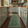 thumbnail image 2 of Alfombra Morebes, 61 x 244 cm, antideslizante, estilo bohemio, verde oscuro, 2 of 8