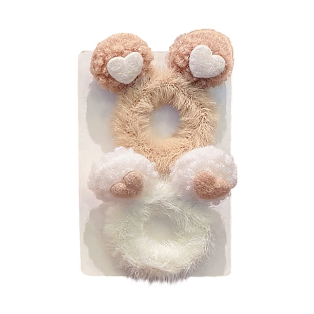 Deer Hair Bands Women Bobbles Elastic Pair 1 Hair Furry Ties Ponytail Bear Ears Hair with Cat Girls Cute Accessories Hair Scrunchies Holders