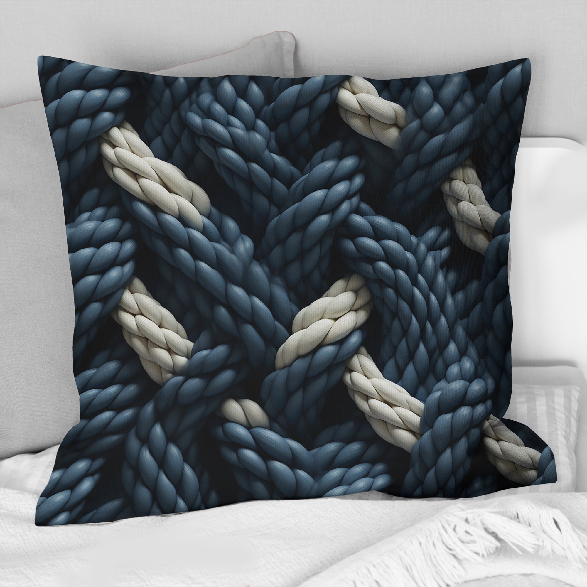 Designart Nautical Rope Patterns I Coastal Throw Pillow Coastal Pillow For Couch Insert And Pillows Covers For Living Room Decor