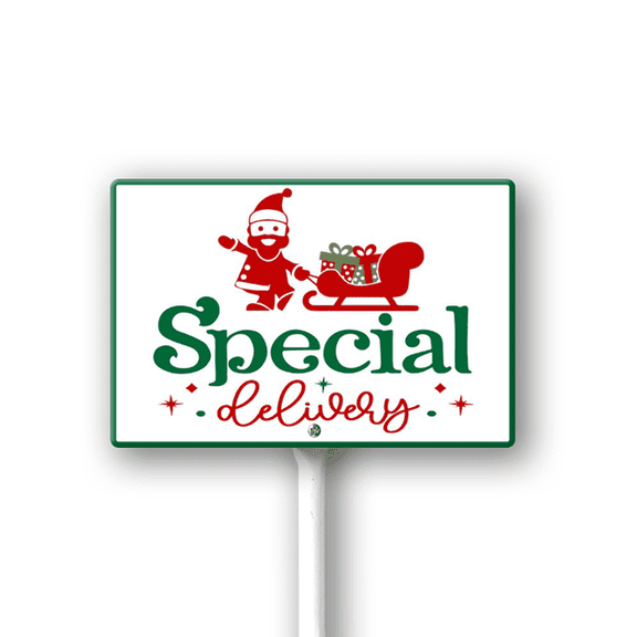 Eveokoki 12x8Inch Christmas Direction Sign Yard Stake, Special Delivery Garden Stake Wall Ornament Decor for Lawn Outdoor Holiday Decorations Outdoor Display