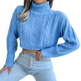 thumbnail image 3 of Vedolay Women's Pullover Winter Zipper Sweater Loose Casual Warm Pullover Tops Blue,L, 3 of 5