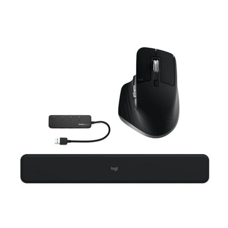 Logitech MX Master 3S Wireless Mouse for Mac with (Gray) 4-Port USB Hub Bundle