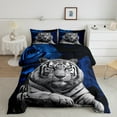 thumbnail image 2 of Manfei Wild Tiger Pattern Queen Comforter Set,Rustic Farmhouse Cabin Bedding Sets,Blue Gray Bedding Comforter Set For Boys Kids,Super Cozy Room Decor Reversible,3pcs, 2 of 8