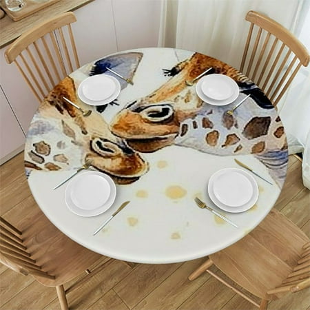 

PALNKART Giraffes Themed Round Tablecloth Stain-Resistant Washable 42 -46