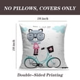 thumbnail image 2 of LALILO Throw Pillow Covers Cat Bicycle Adorable Cute Bicycle Cat Cushion Cover 18" x 18", 2 Pack, 2 of 6