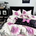 thumbnail image 1 of Ins Pink Butterfly Bedding Set Soft Flat Sheets Duvet Cover Pillowcase Polyester Bed Linen Single Queen Full Size Home Textile, 1 of 7