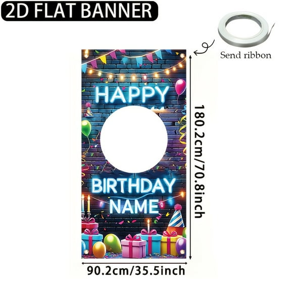Customizable Birthday Door Banner - Personalized Name Photo, Vibrant Vinyl Decoration with Balloons & Gifts Design for Indoor/Outdoor Partie