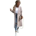 thumbnail image 5 of Women's Winter Wool Coat Casual Lapel Single-Breasted Peacoat Beige XL, 5 of 10